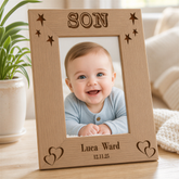 Personalised Son Photo Frame - Engraved Wooden Portrait Gift With Name & Birth Date Photo Frame ukgiftstoreonline