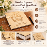 Personalised Funeral Guest Book | Large Engraved Wooden Scrapbook Scrapbook ukgiftstoreonline