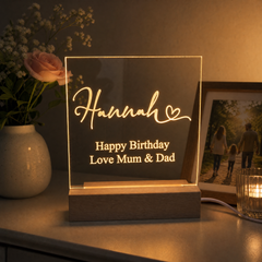 Personalised LED Lamp Night Light Love Heart Font and Any Sentiment Personalised Lights ukgiftstoreonline