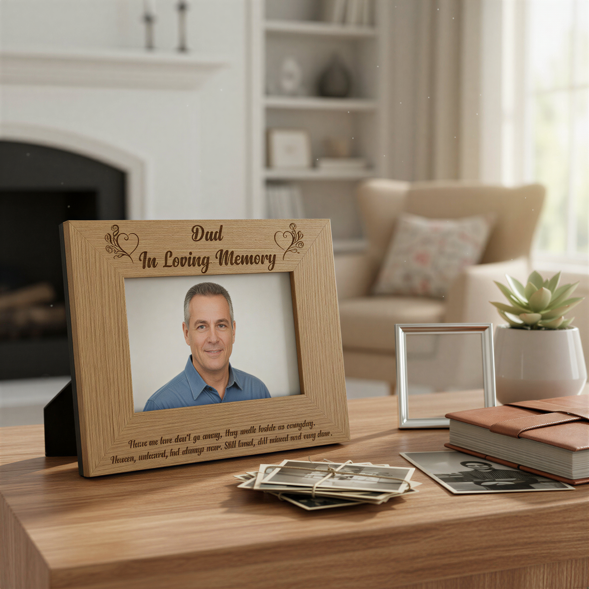 Dad Memorial Remembrance Wooden Photo Frame Engraved Daddy Photo Frame ukgiftstoreonline