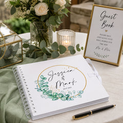 Personalised Wedding Guest Book Scrapbook With Eucalyptus Wreath Design Scrapbook ukgiftstoreonline