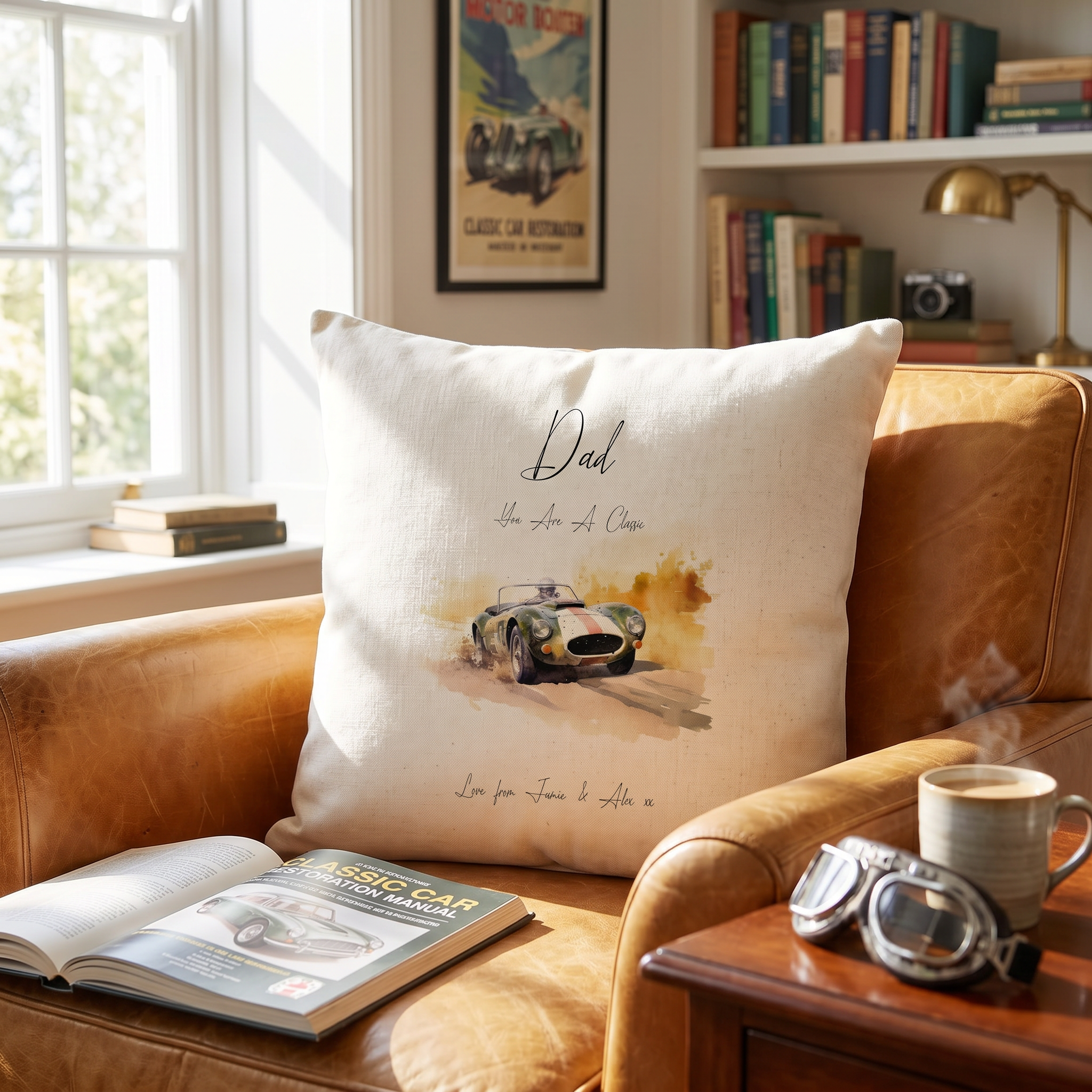 Personalised Vintage Dad Filled Cushion Pillow Gift Personalised Cushion Gifts ukgiftstoreonline