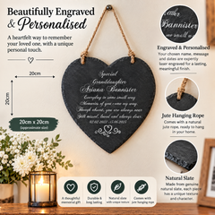Personalised Granddaughter Memorial Remembrance Slate Plaque Heart Symbol Personalised Heart Gifts ukgiftstoreonline