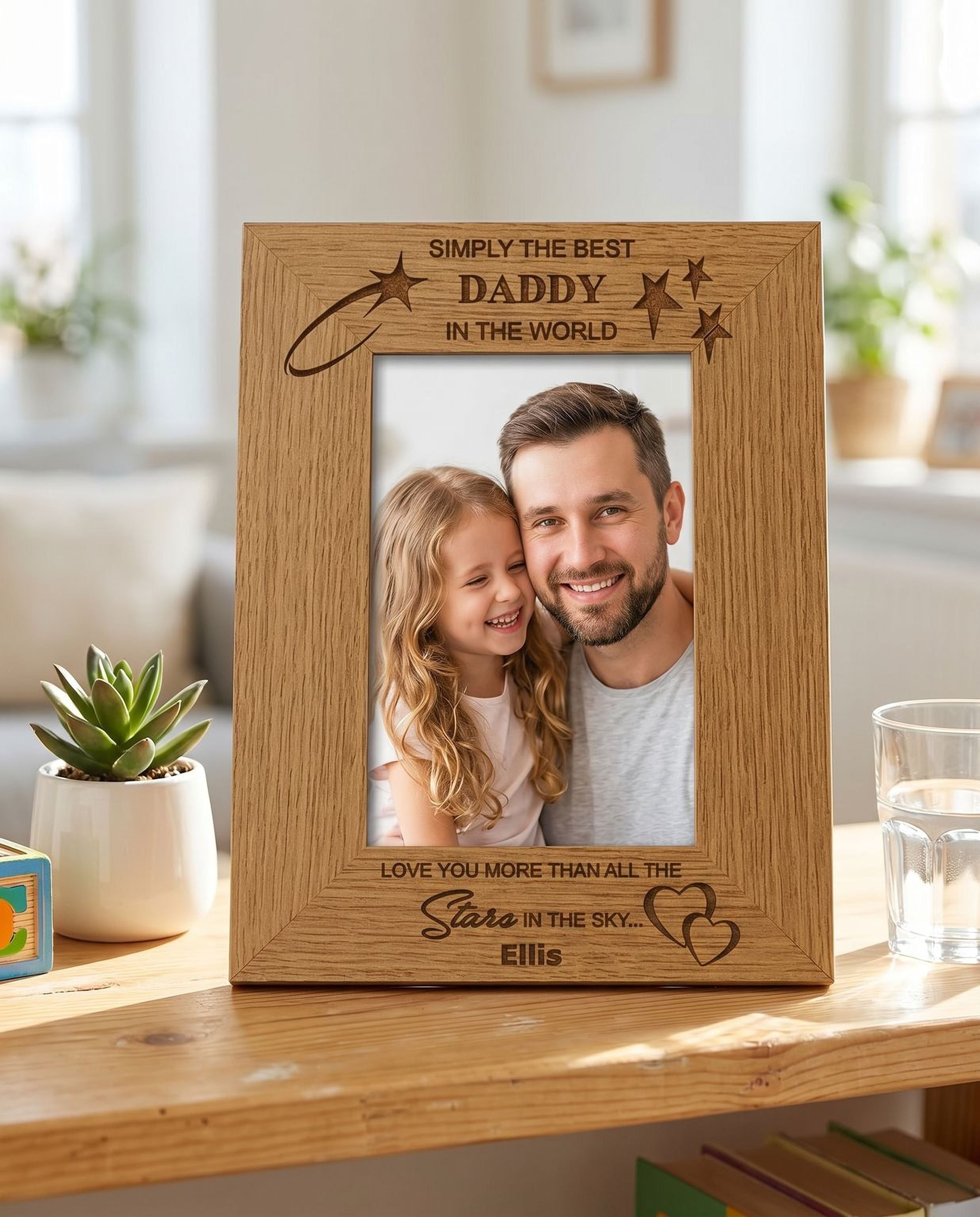 Personalised Daddy Photo Frame – Wooden Engraved Best Dad Gift Idea Photo Frame ukgiftstoreonline