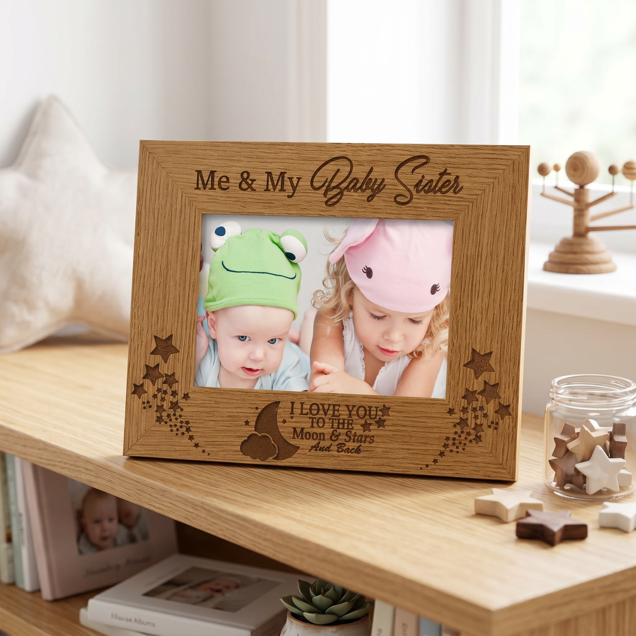 Engraved Photo Frame - Wooden Brother Sister Gift With Solid Wood Finish Sister Photo Frame ukgiftstoreonline
