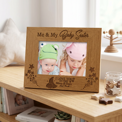 Engraved Photo Frame - Wooden Brother Sister Gift With Solid Wood Finish Sister Photo Frame ukgiftstoreonline