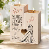 Personalised 40th Anniversary Double Tea Light Candle Holder With Couple Tea Light Holder ukgiftstoreonline