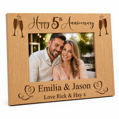 Personalised 5th Wedding Anniversary Wooden Photo Frame Gift personalised photo frames ukgiftstoreonline