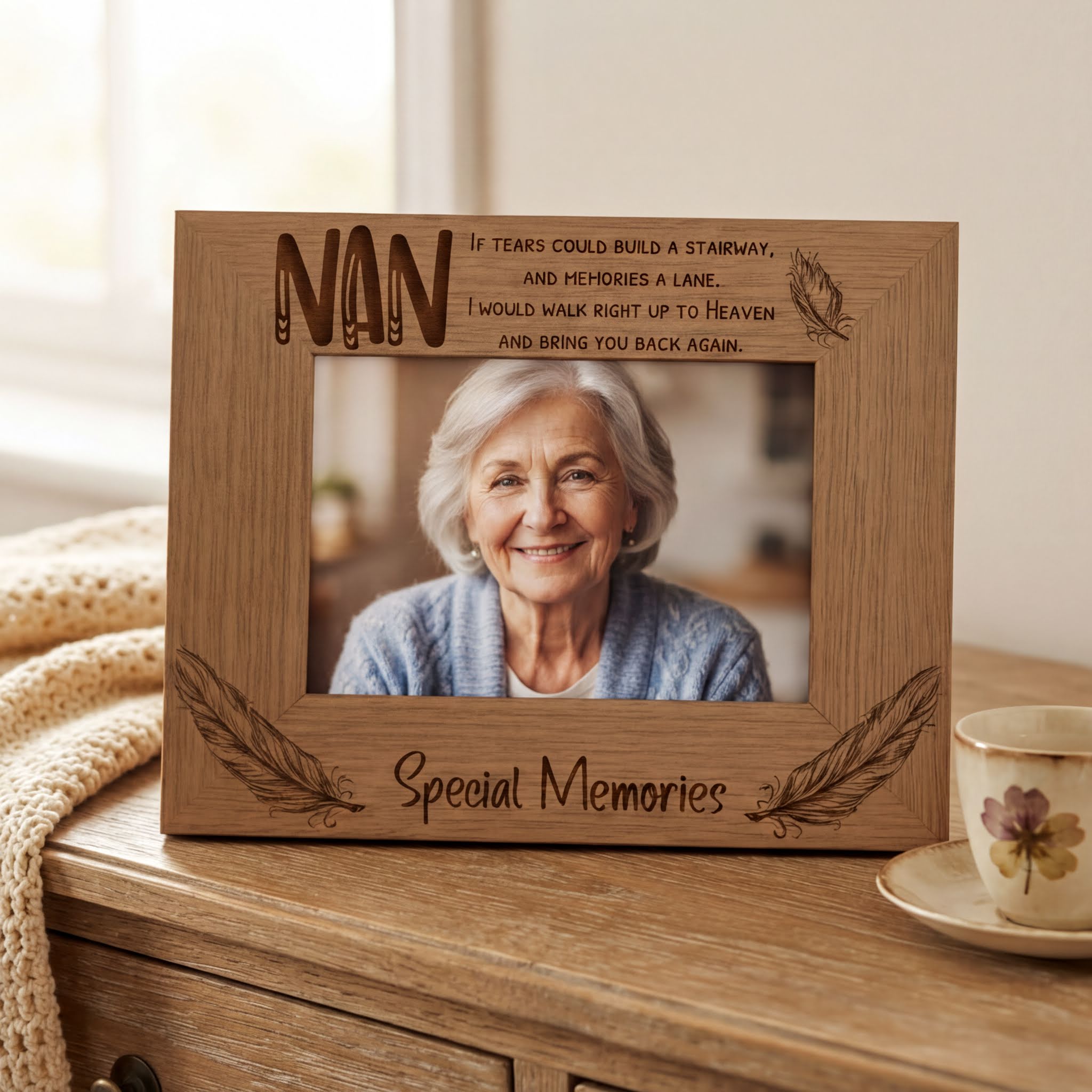 Nan Special Memories Remembrance Photo Frame Gift Oak Wood Finish Nan Photo Frame ukgiftstoreonline