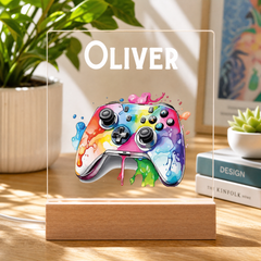 Personalised LED Lamp, Kids Night Light Gift, Gamer Light, Birthday Gifts for Kids, Game Controller Personalised Heart Gifts ukgiftstoreonline