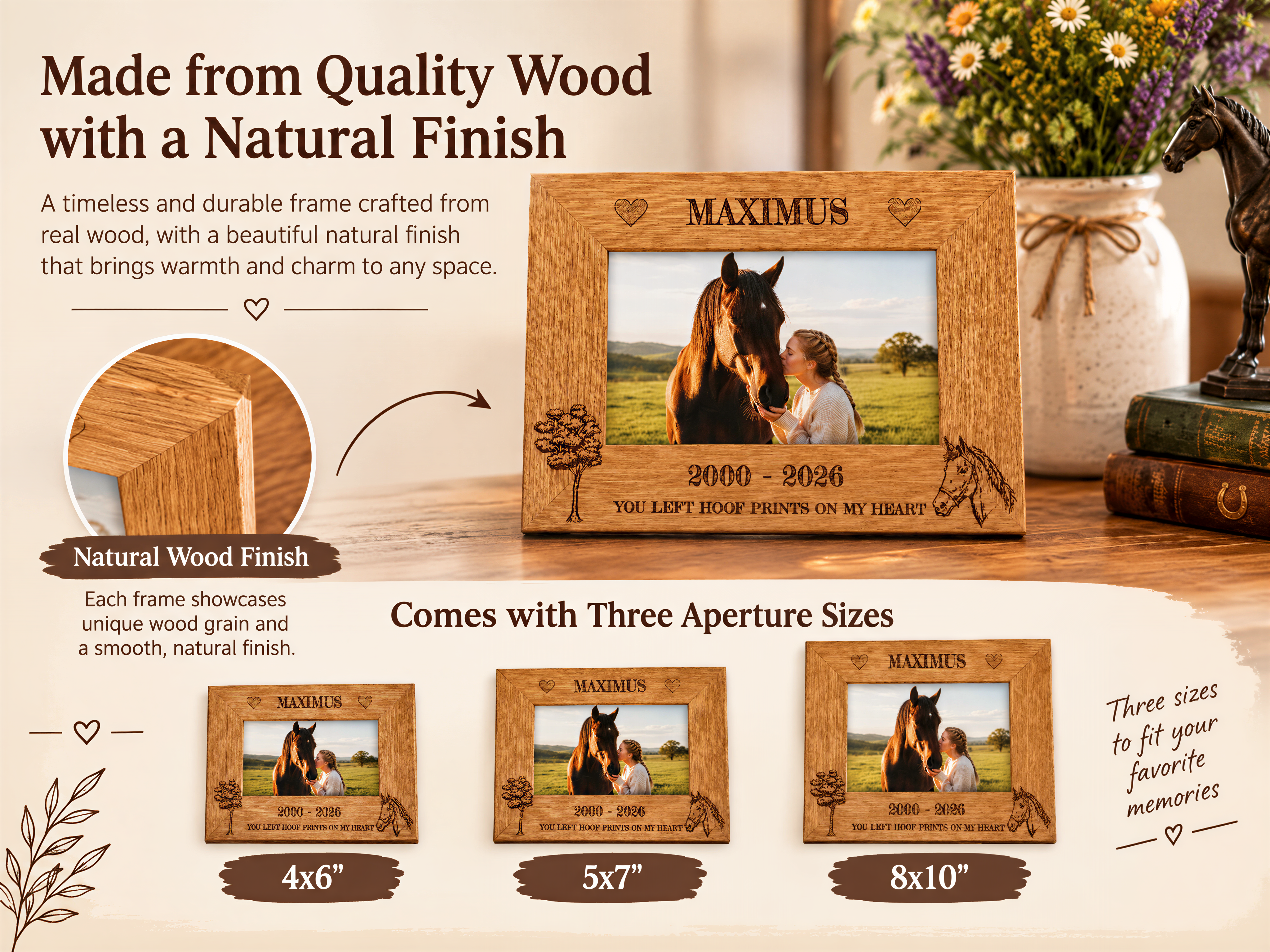 Personalised Engraved Horse Remembrance Memorial Photo Frame gift personalised photo frames ukgiftstoreonline