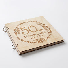 ukgiftstoreonline Personalised Large Wooden 50th Anniversary Scrapbook Photo Album Keepsake Scrapbook Guest Book ukgiftstoreonline