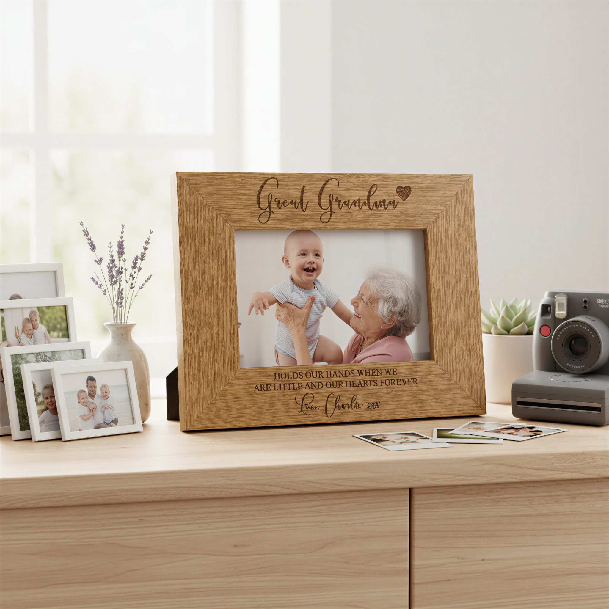 Personalised Great Grandma Wooden Engraved Photo Frame Gift Grandma Photo Frame ukgiftstoreonline