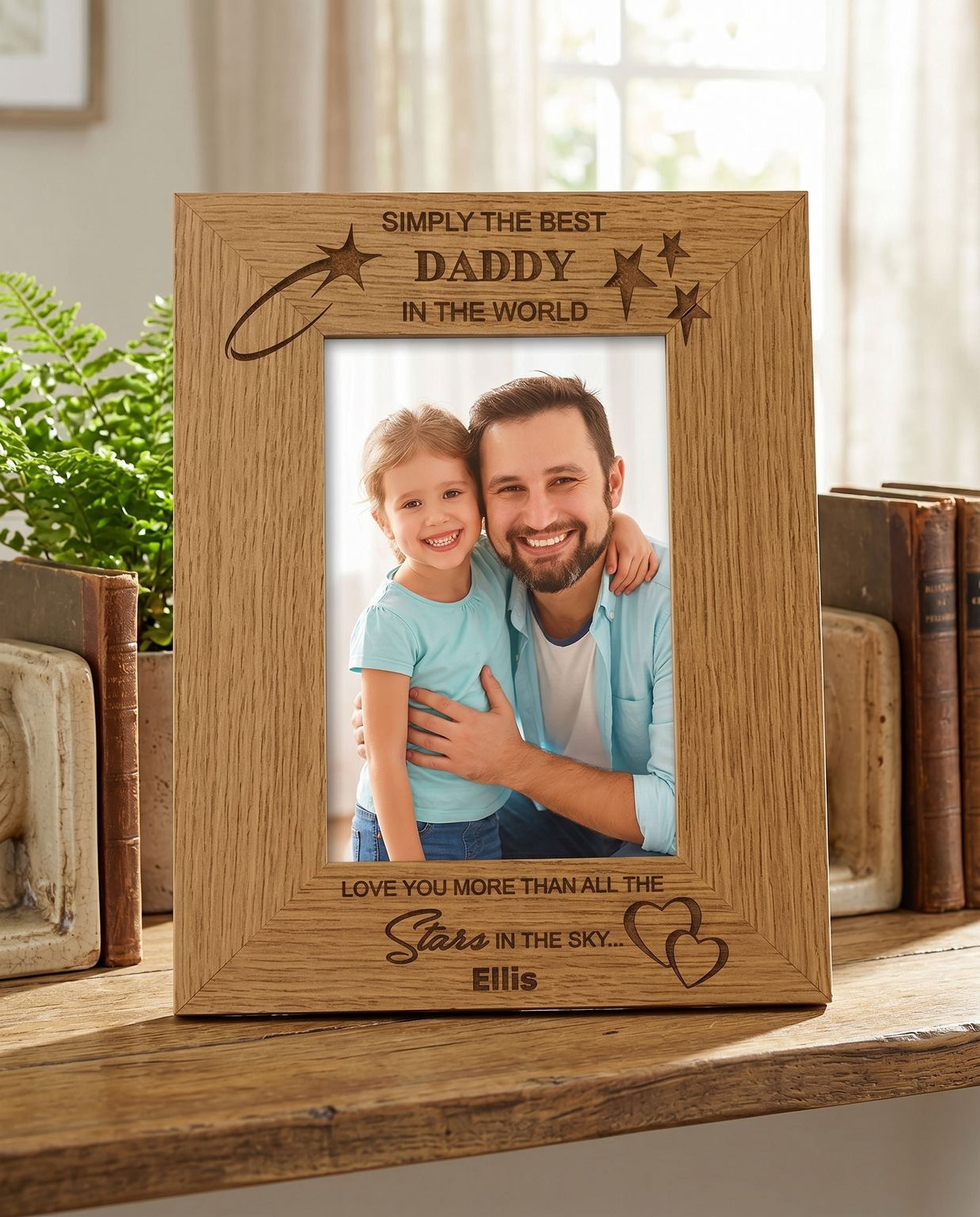 Personalised Daddy Photo Frame – Wooden Engraved Best Dad Gift Idea Photo Frame ukgiftstoreonline