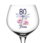 Personalised Any Age Birthday Cocktail Gin Glass Gift With Dragonfly 18th 21st 30th 40th 50th 60th 70th 80th