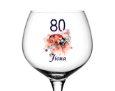 Personalised Any Age Birthday Cocktail Gin Glass Gift With Ladybird 18th 21st 30th 40th 50th 60th 70th 80th