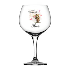 Personalised Retirement Cocktail Gin Glass Gift For Her With Bear Personalised Gin Glasses ukgiftstoreonline
