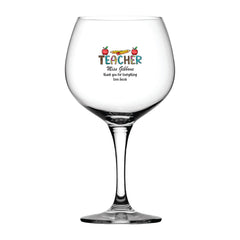 Personalised Teacher Cocktail Gin Drink Glass Gift With Apples and Pencils