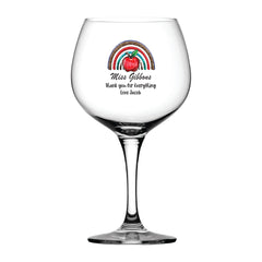 Personalised Teacher Cocktail Gin Drink Glass Gift With Rainbow and Apples
