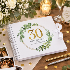 Personalised 30th Birthday Gift for her Scrapbook Photo Album Gold Wreath Design Scrapbook ukgiftstoreonline