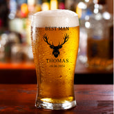 Personalised Traditional Wedding Beer Glass With Stag