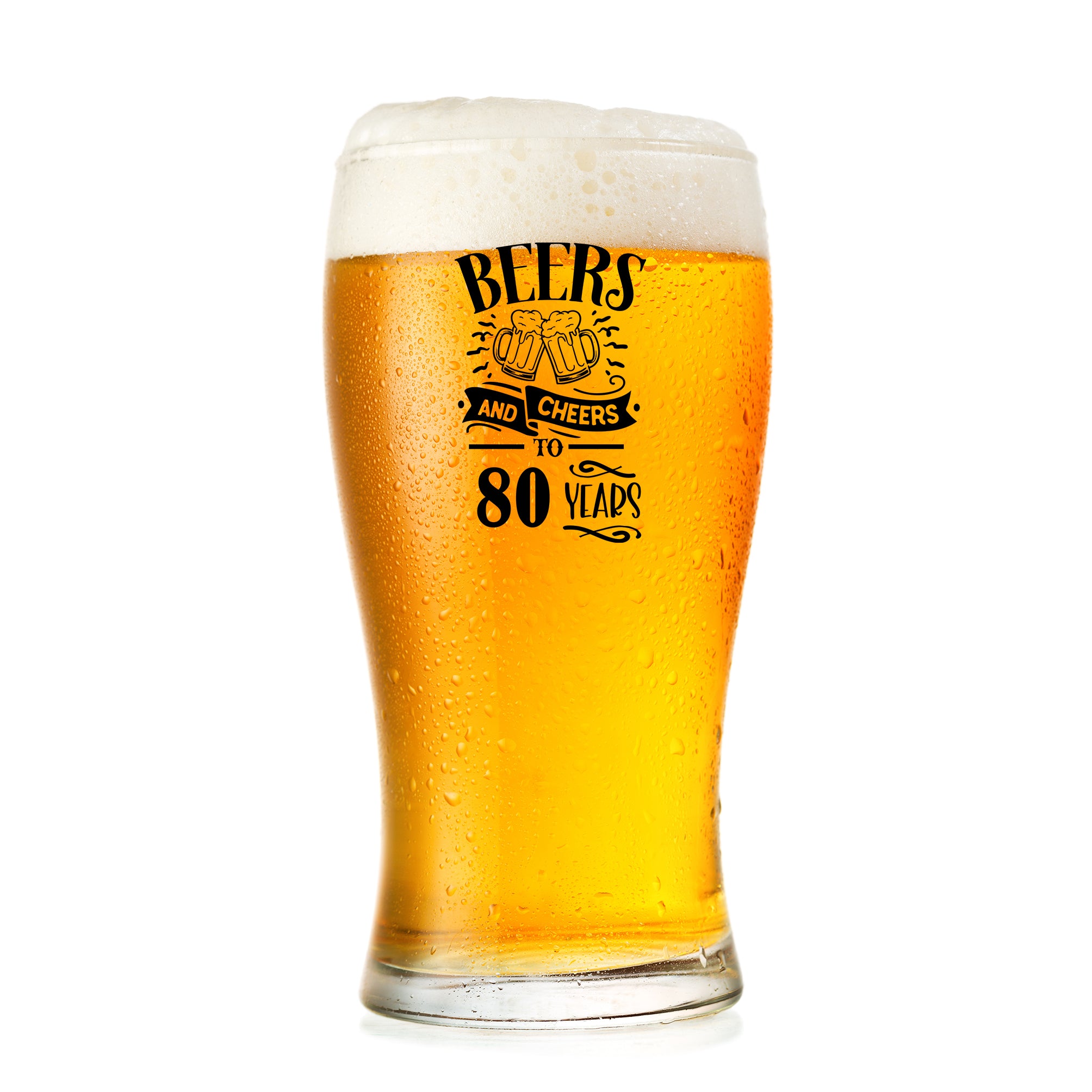 80th Birthday Beer Glass Gift For Him 1 Pint Cheers To Beers Gift Boxed personalised beer glasses ukgiftstoreonline