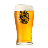 Beer and Friends Pint Glass | Novelty Beer Glass | Beer Glasses for Men Gift |Beer Glass Gift Comes with Gift Box