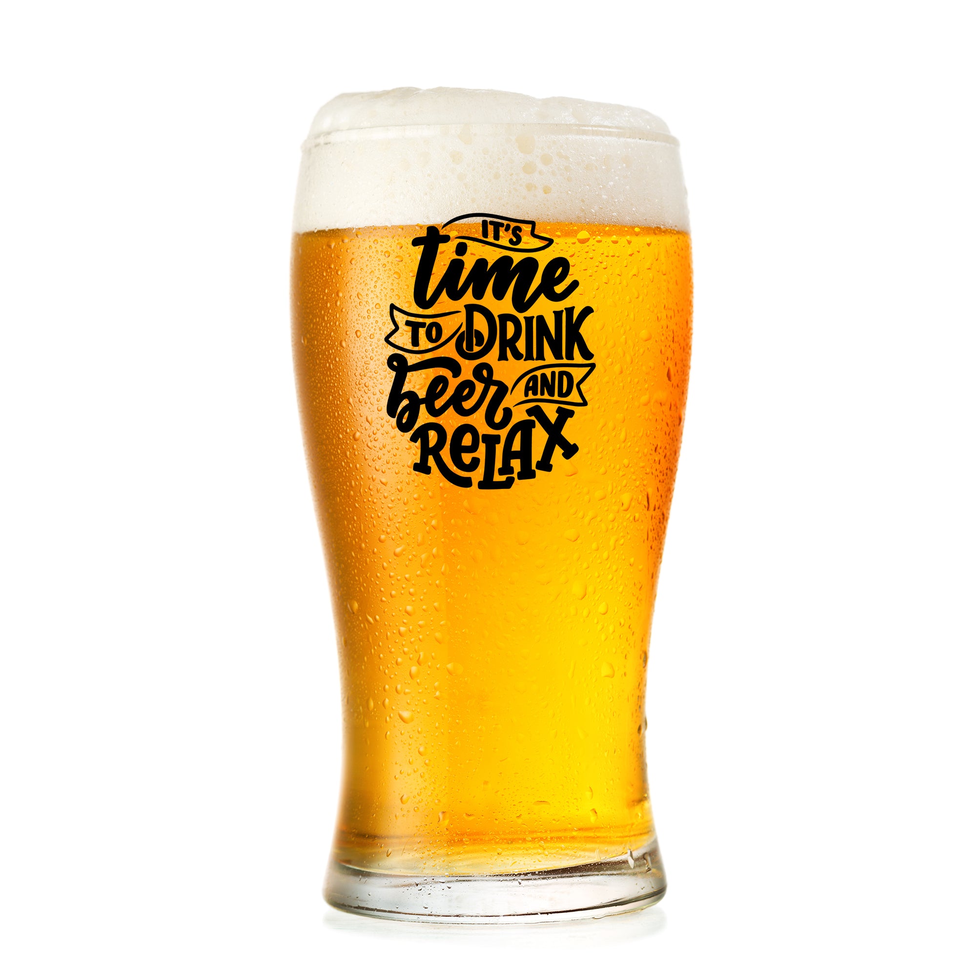Time To Drink Beer and Relax Pint Glass | Novelty Beer Glass | Beer Glasses for Men Gift |Beer Glass Gift Comes with Gift Box personalised beer glasses ukgiftstoreonline