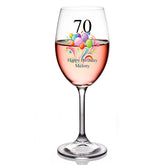 Personalised Any Age Birthday Wine Glass Gift For Her With Balloons 18th 21st 30th 40th 50th 60th 70th 80th