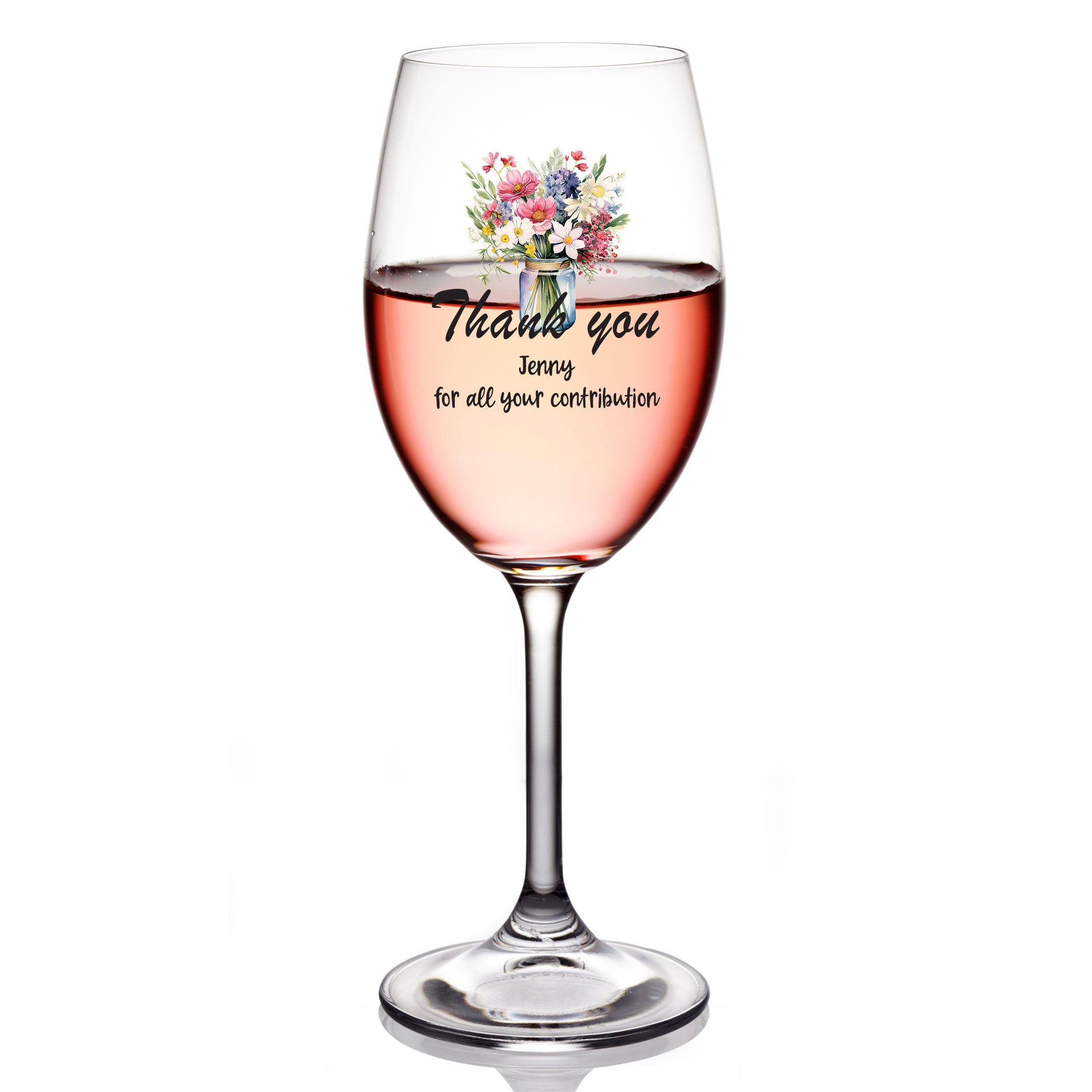Personalised Thank you Wine Glass Gift For Her With Floral Vase Personalised Gin Glasses ukgiftstoreonline