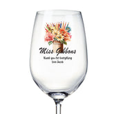 Personalised Teacher Wine Glass Gift For Her With Floral Pencil Pot