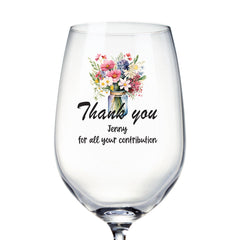 Personalised Thank you Wine Glass Gift For Her With Floral Vase Personalised Gin Glasses ukgiftstoreonline