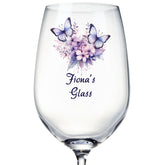 Personalised Purple Butterfly Wine Glass Gift For Her