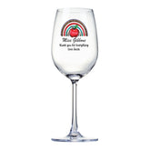 Personalised Teacher Wine Glass Gift For Her Rainbow and Apple