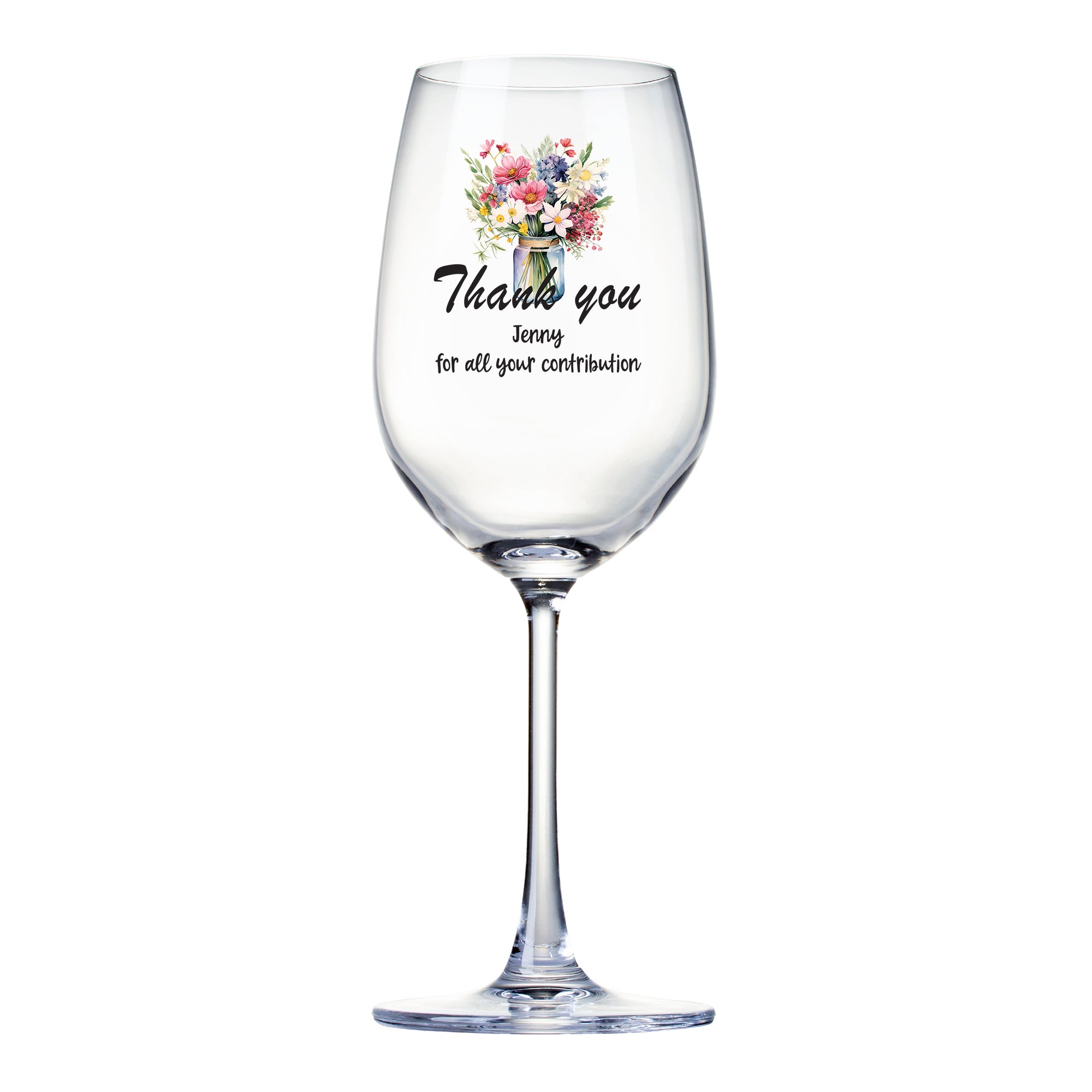 Personalised Thank you Wine Glass Gift For Her With Floral Vase Personalised Gin Glasses ukgiftstoreonline