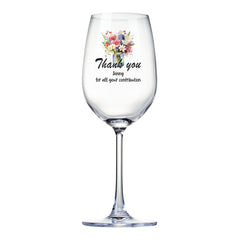 Personalised Thank you Wine Glass Gift For Her With Floral Vase Personalised Gin Glasses ukgiftstoreonline