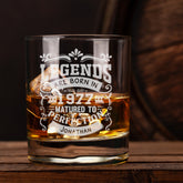 Personalised Engraved Birthday Whiskey Glass Legends Are Born