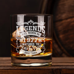 Personalised Engraved Birthday Whiskey Glass Legends Are Born