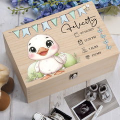 Personalised Wooden Baby Memory Keepsake Box With Cute Animals