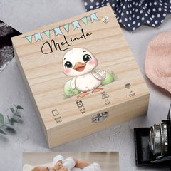 Personalised Wooden Baby Memory Keepsake Box With Cute Animals