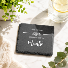 Auntie Slate Coaster, Best Sisters Promoted To Auntie Gift For Her Personalised Slate Marker ukgiftstoreonline