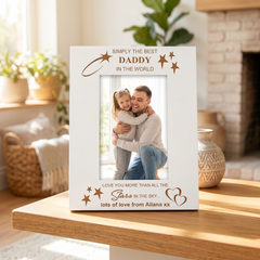 Personalised Photo Frame | White Wooden Frame - Custom Daddy Gift Photo Frame ukgiftstoreonline