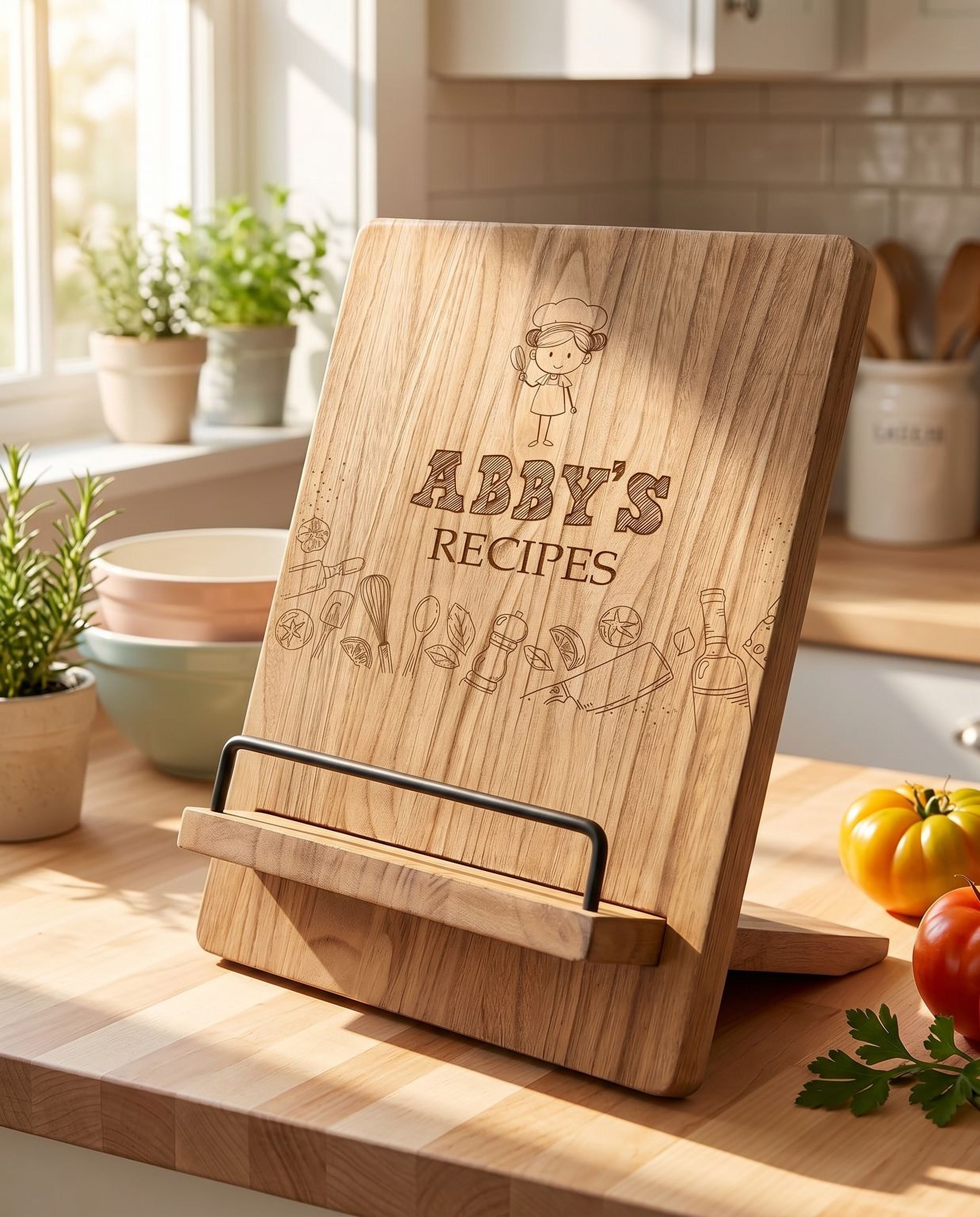 Personalised Recipe Book Stand - Adjustable Wooden Cookbook Holder & Tablet Stand recipe book holder ukgiftstoreonline