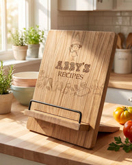 Personalised Recipe Book Stand - Adjustable Wooden Cookbook Holder & Tablet Stand recipe book holder ukgiftstoreonline