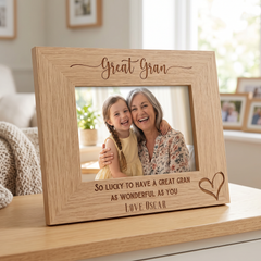 Personalised Great Gran Love Heart Engraved Landscape Photo Frame Gift personalised photo frames ukgiftstoreonline