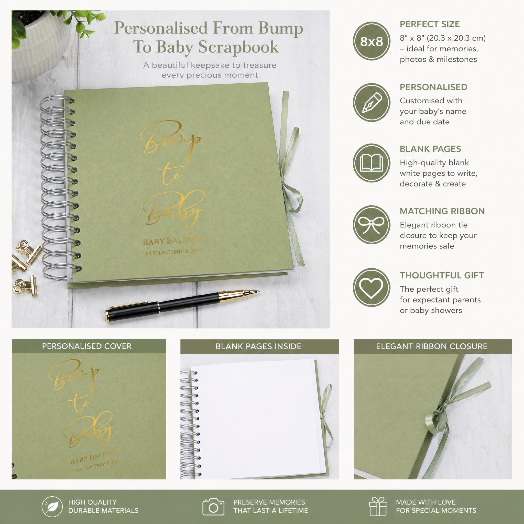 a page from a personalized baby scrapbook