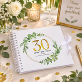 Personalised 30th Birthday Gift for her Scrapbook Photo Album Gold Wreath Design Scrapbook ukgiftstoreonline