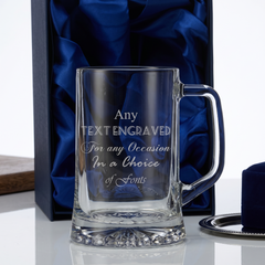 Personalised Beer Glass Tankard Engraved Pint Gift Box Custom text Birthday Gift personalised beer glass tankard ukgiftstoreonline