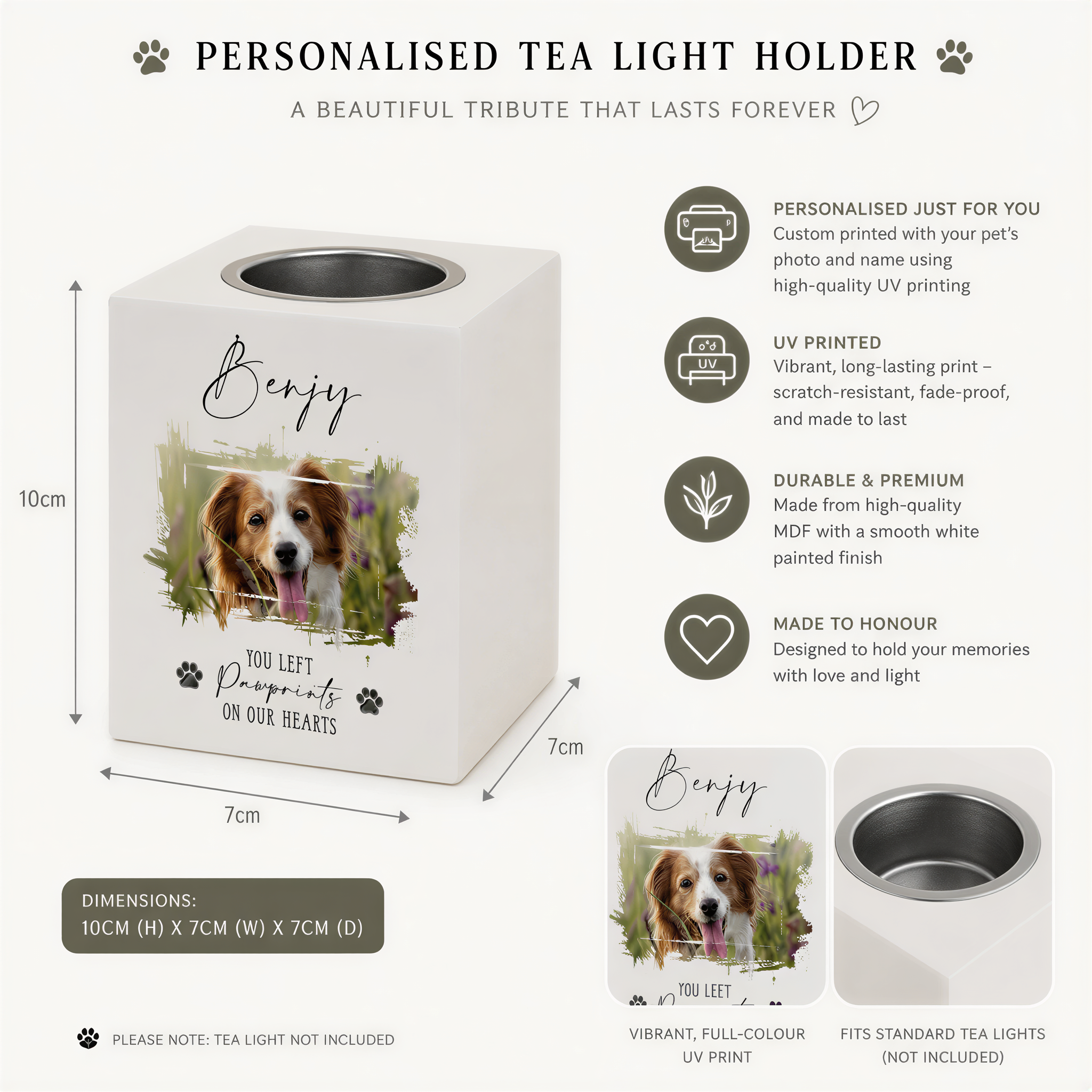 Personalised Remembrance Pet Memorial Photo Candle Tealight Holder Tea Light Holder ukgiftstoreonline