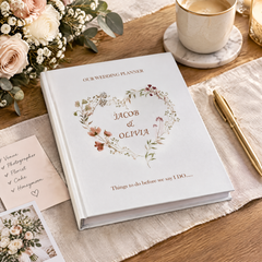 Personalised Wedding Planner Organiser Book Engagement Gift With Watercolour Heart Wedding Planner ukgiftstoreonline